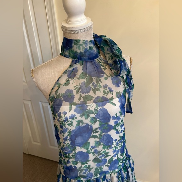 Anthropologie BHLDN Kendall High-Neck Scarf Floral Organza Maxi Dress size S - Picture 16 of 16